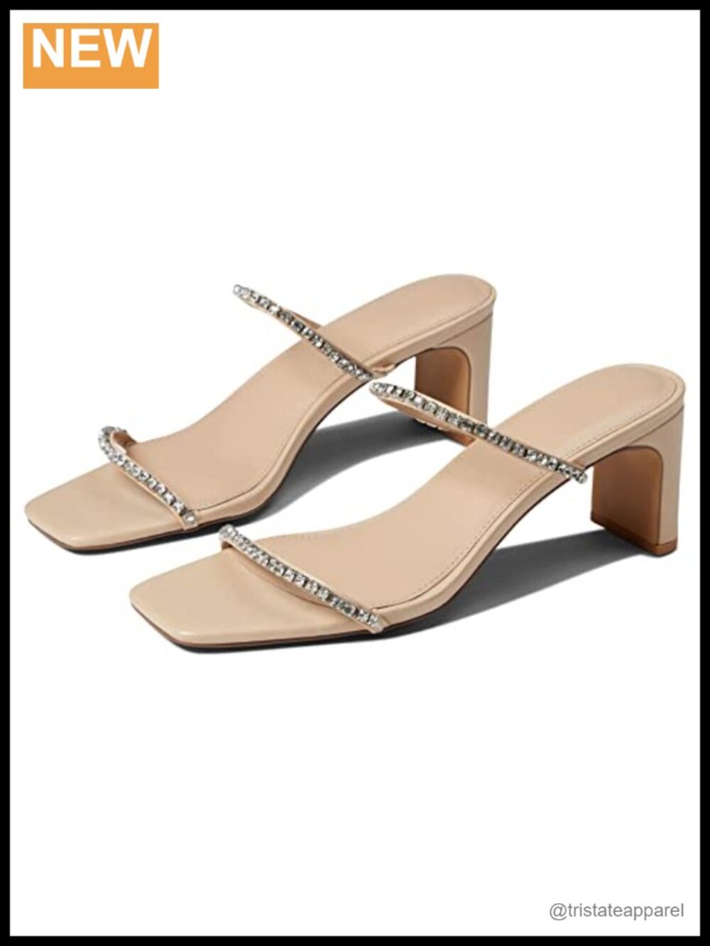 Women's Gold Open Toe Square Toe Slipper Block Heel Slingback